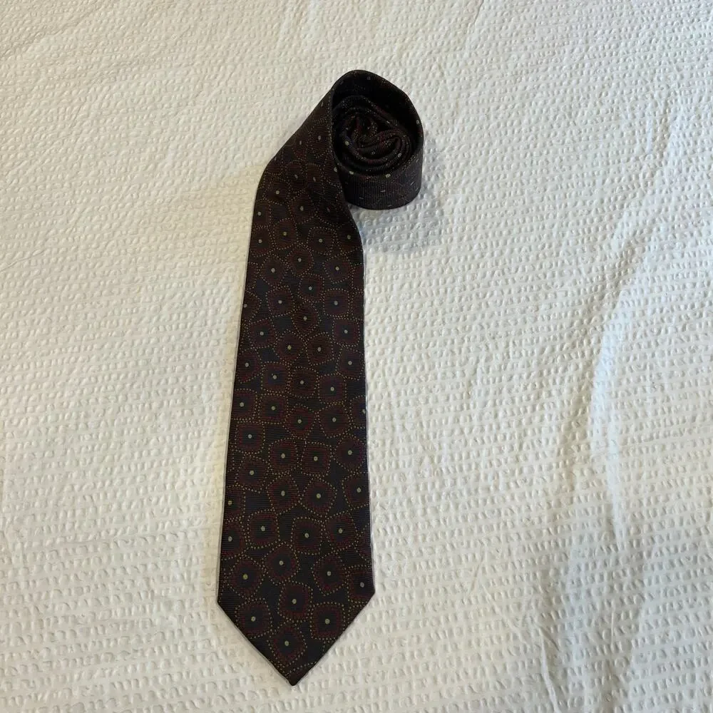Ermenegildo Zegna tie burgundy and dark brown 100% silk